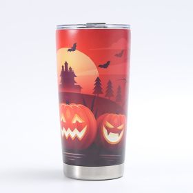 Customized Creative 304 Stainless Steel Insulated Mug, 3D-Printed Beer Cup, Halloween Large-Capacity 20oz Car Tumbler (Color: Red)