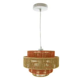 Dorset Pendant Lamp - White And Natural Terracotta (Color: Orange)