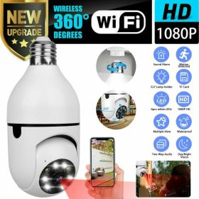 IR E27 Light Bulb Camera 1080P HD Wireless Wifi Smart Home Security Camera (Option: White)