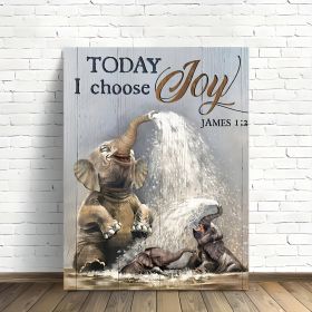 1pcs Canvas Painting With Wood Frame, Ready To Hang, Funny Elephant Bathroom Cute Elephant Wild Animal Wall Art Print For Home Decoration, Living (Option: 12x8inch)