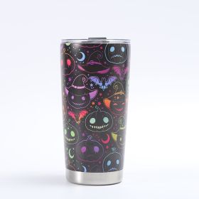 Customized Creative 304 Stainless Steel Insulated Mug, 3D-Printed Beer Cup, Halloween Large-Capacity 20oz Car Tumbler (Color: Black)