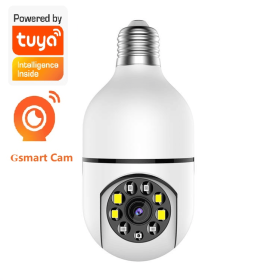 3MP Bulb Surveillance Camera 5G & 2.4GHz Dual Band Full Color Night Vision 360 Degree (Option: White)