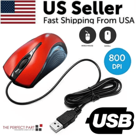 USB 2.0 Optical Wired Scroll Wheel Mouse For PC Laptop Notebook Desktop Red Mice (Option: Red)