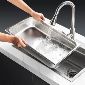 Hotel Pan, Full Size Anti-Jam Steam Pan, 0.8mm Thick Stainless Steel Restaurant Steam Table Pan, 4-Inch Deep Commercial Table Pan, Catering Stora (Option: Natural)